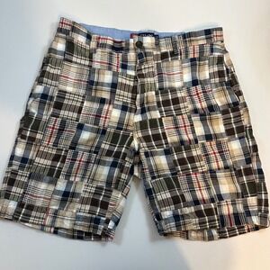 CHAPS Mens Patchwork Plaid Shorts Cotton Blend Casual Colorful Size 33